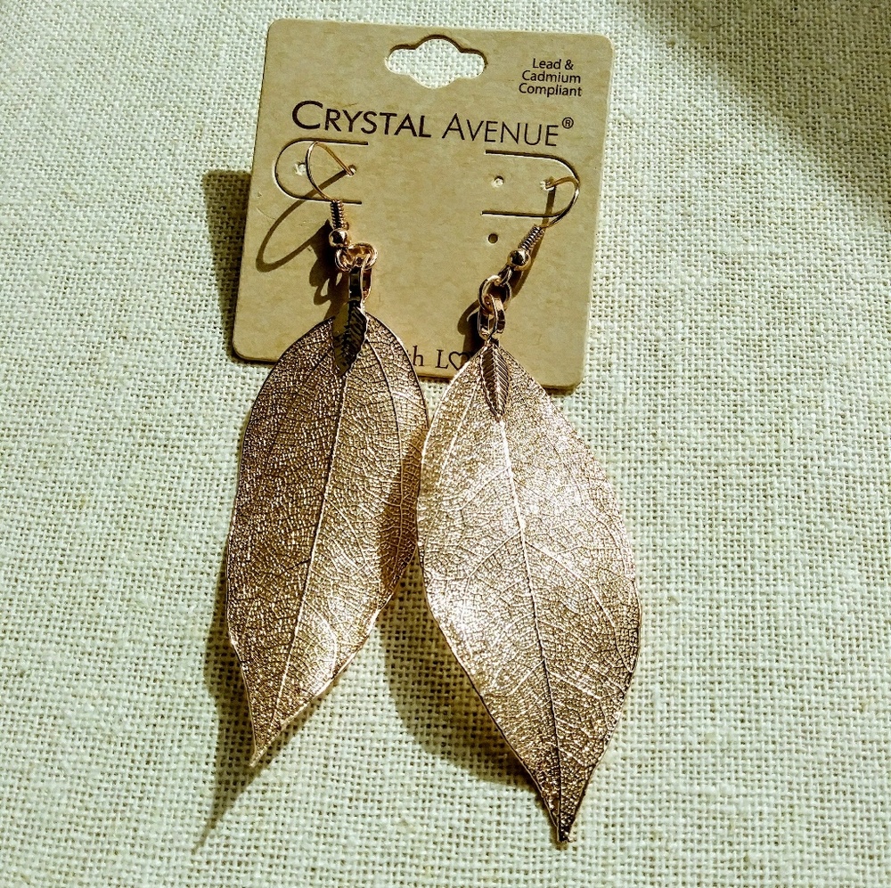 RoseGold leaf earring